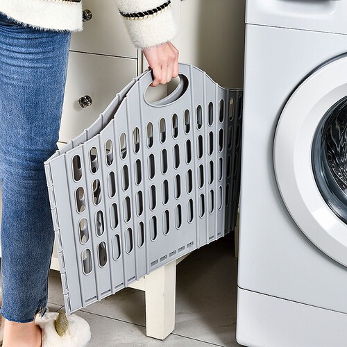 Foldable dirty clothes basket, portable plastic grocery storage basket, multifunctional sundries bathroom organization, foldable dirty clothes basket