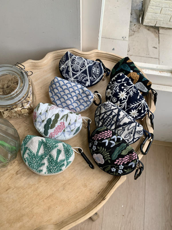 ヘビー刺繍ヘッドフォンバッグ収納カバー AirPodspro2 ヘッドフォン保護バッグ口紅バッグキーバッグ小銭入れ|undefined