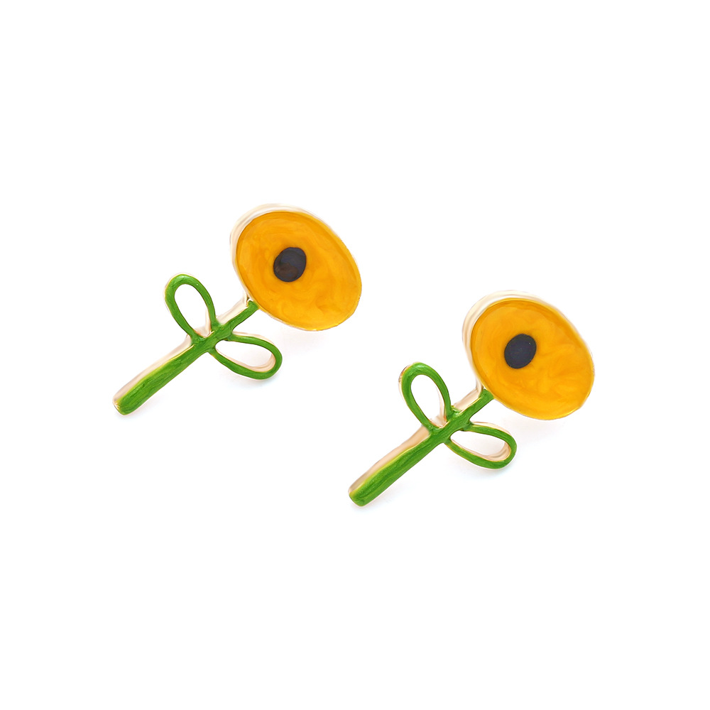 1 Paar Cartoon-Stil Süß Blatt Blume Emaille Legierung Ohrstecker display picture 4