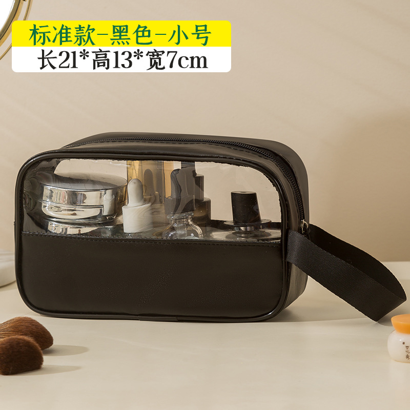Bolsa de cosméticos de PU con diseño dividido, elegante bolsa de almacenamiento de maquillaje portátil, venta al por mayor, gran apertura, bolsa de aseo de gran capacidad, dropshipping