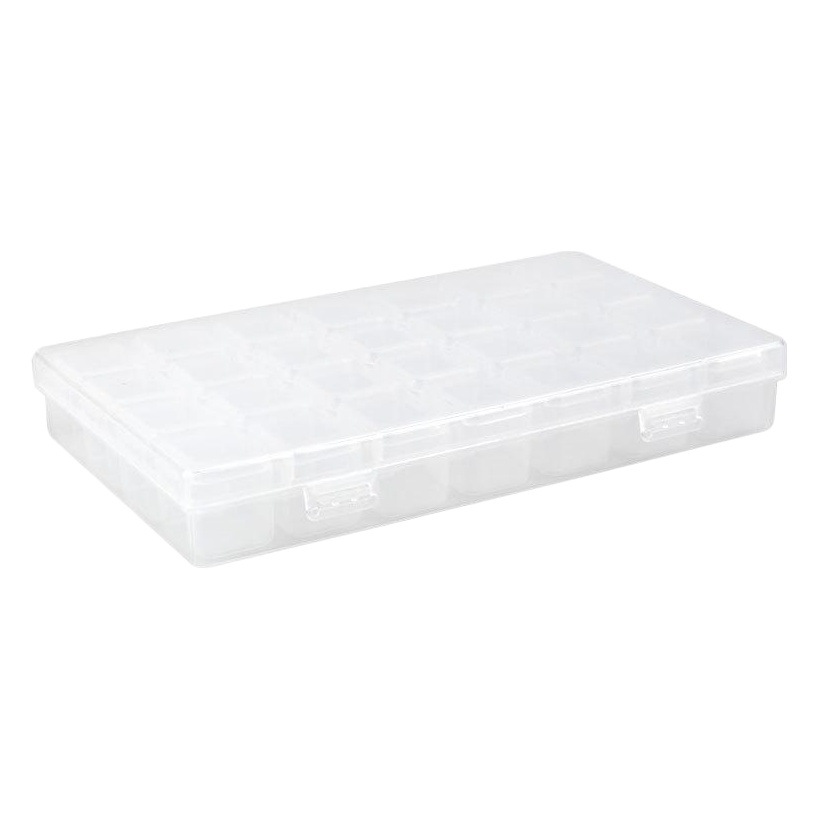 Caja de accesorios para uñas, caja de perforación, caja vacía de plástico, caja de almacenamiento abierta única, caja de 28 compartimentos, caja de joyería transparente, caja de almacenamiento