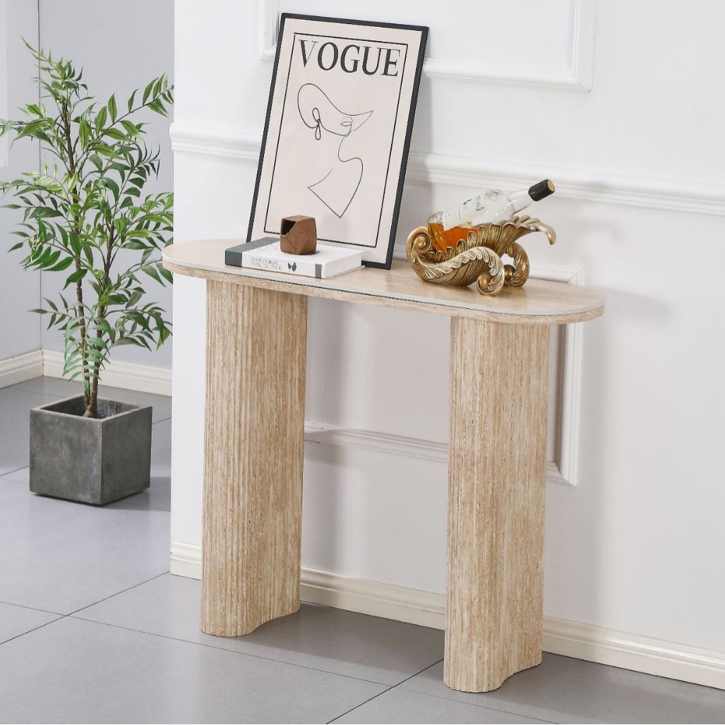 Coffee table Italian light gray slate coffee table minimalist black U-shaped iron frame coffee table