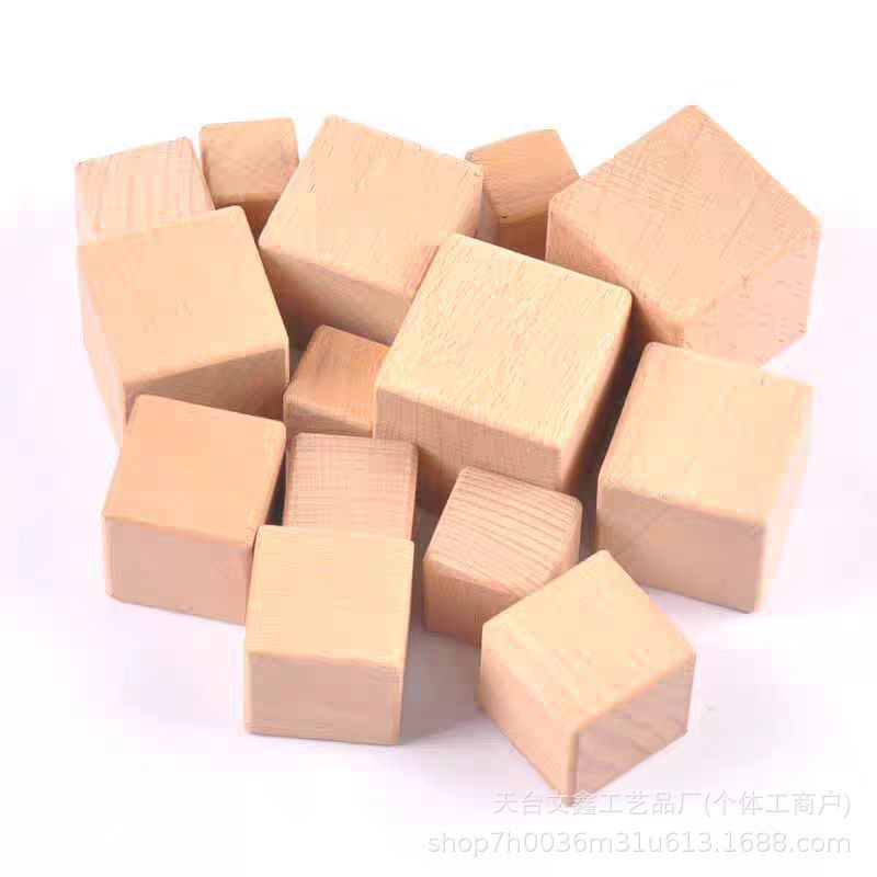 工場直販、在庫ありの木製ブロック、子供用おもちゃ、積み木、数学DIYモデル、知育玩具、ブナ材ブロック、角丸|undefined