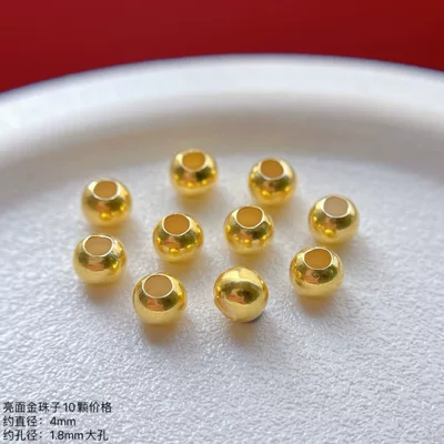 Spacer Beads, Round Beads, Loose Beads, Zərgərlik ara hissələri - 925-silver-gold-beads-35mm-dark-gold-10-pieces