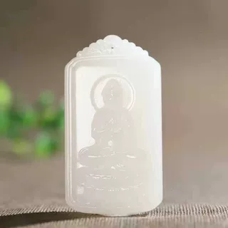 玉器工艺品天然新疆和田玉俄料羊脂玉羊脂@莲花观音玉石吊坠送证