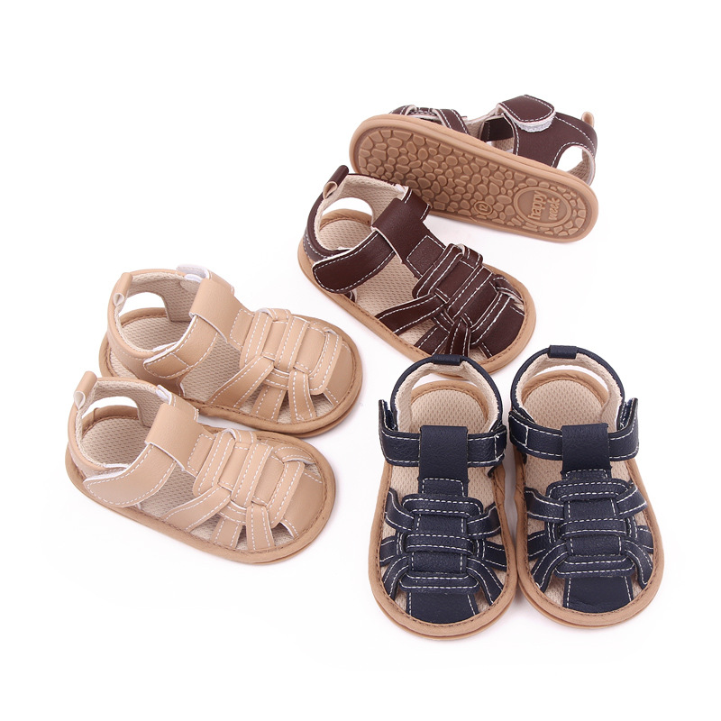夏季0-1岁男婴儿鞋软底防滑透气宝宝凉鞋魔术贴休闲学步鞋 BB3020