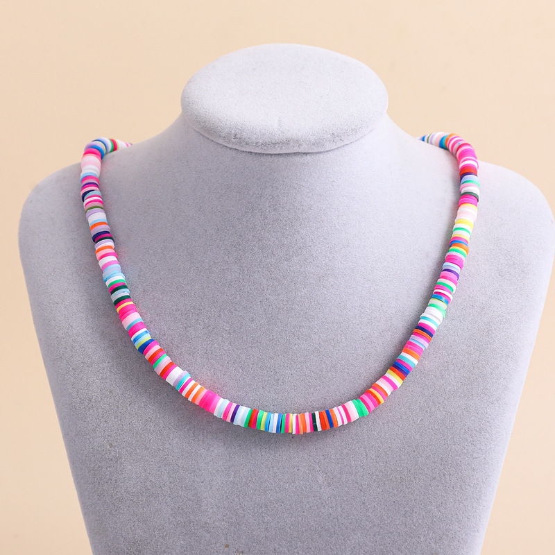 European and American Cross-border Bohemian Color Soft Pottery Clay Piece Necklace Women's Beach Wind Contrast Color Necklace Necklace European and American Cross-border Bohemian Color Soft Pottery Clay Piece Necklace Women's Beach Wind Contrast Color Necklace Necklace