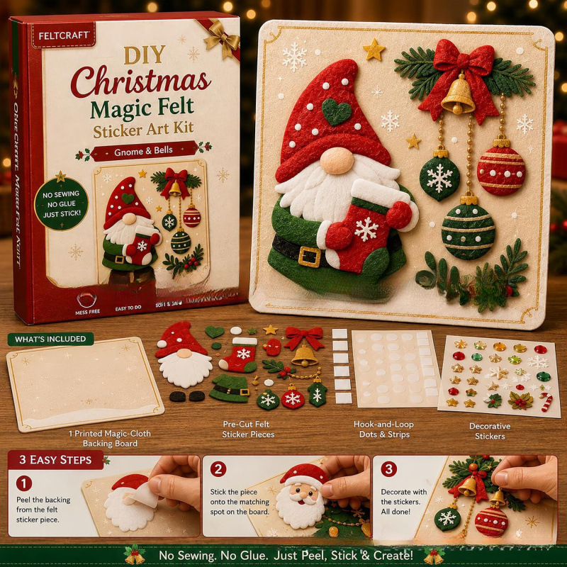 DIY Christmas Magic Felt Sticker Art Kit