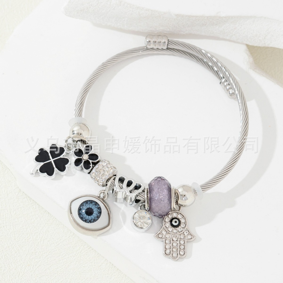 Brazalete Pan Jia, brazalete de explosión transfronteriza, diamante de diamante, ojo del demonio, mano de Dios, joyas de moda de amor de cuatro hojas image 4