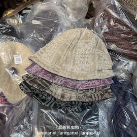 日系复古小众线条刺绣渔夫帽子女春夏防晒层次肌理百搭休闲盆帽