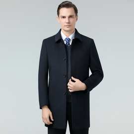 中老年羊绒大衣男士长款2024年新款中年休闲羊毛呢子外套风衣批发