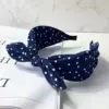 Обруч с зайчьими ушами в горох — тёмно-синий