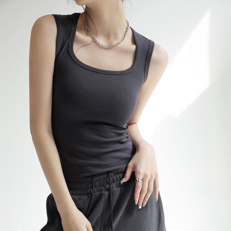 White Cotton Small Vest Suit with Base Sleeveless Sling Women's Spring, Summer and Autumn Outfit Spice Girl plus size Top