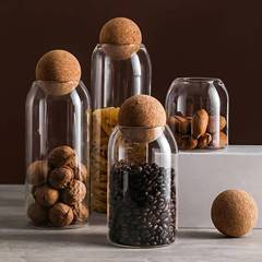 Japanese cork ball high borosilicate glass storage jar kitchen food grade sealed jar dried fruit storage jar
