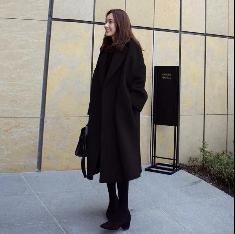 Women's Clothing New autumn and winter woolen coat thickened large size Korean style woolen coat women's coat loose mid length women's clothing_voghion.com