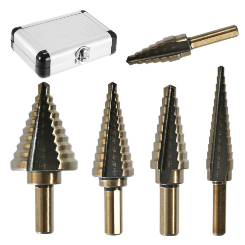 Cross-border 5pcs British black and yellow step drill hand electric drill punching tool set step drill multi-function pagoda drill bit