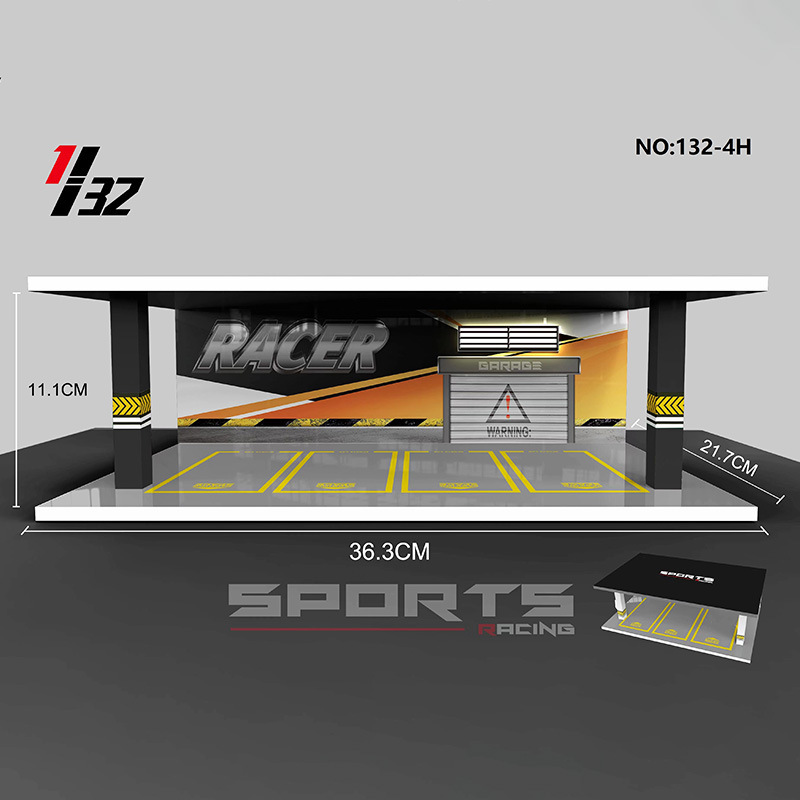 Wholesale foreign trade alloy car underground garage toy 1:32 parking lot model car parking lot scene dust cover