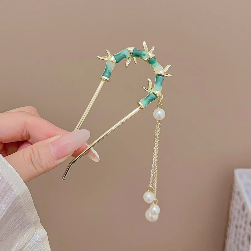 Guofeng perla flange u clip de cabello para mujeres de alto nivel nuevo estilo antiguo chino paso agitando clip de cabello clip de cabello vestido de caballo tocado