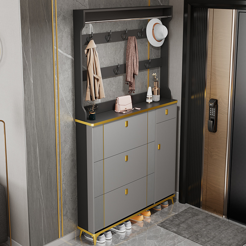 Ultra-thin shoe cabinet for home use, 2022 new model—flip-top entryway unit, a space-saving storage solution and versatile shoe rack.