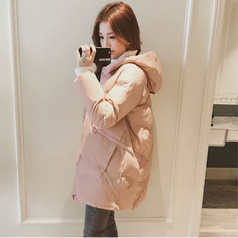 Long winter down jacket with down for students, mid-length, 2023 collection, Korean style, oversize, increased thickness