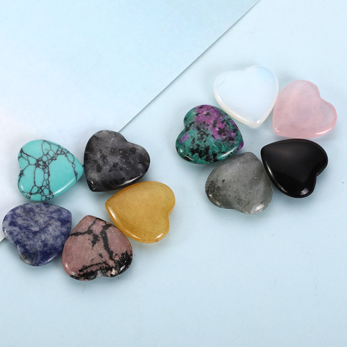 2cm non-porous natural crystal heart-shaped bare stone agate peach heart rough stone ornaments semi-precious stone jewelry accessories wholesale