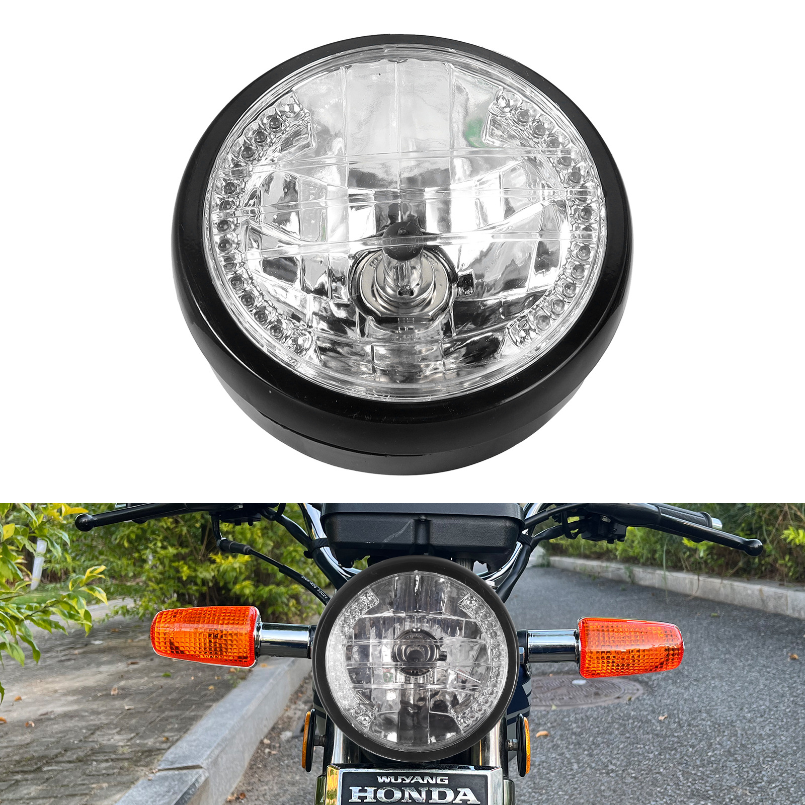 7 inch Motorcycle Headlight Angel Eye LED Turn Signal H4 Headlamp Assembly
