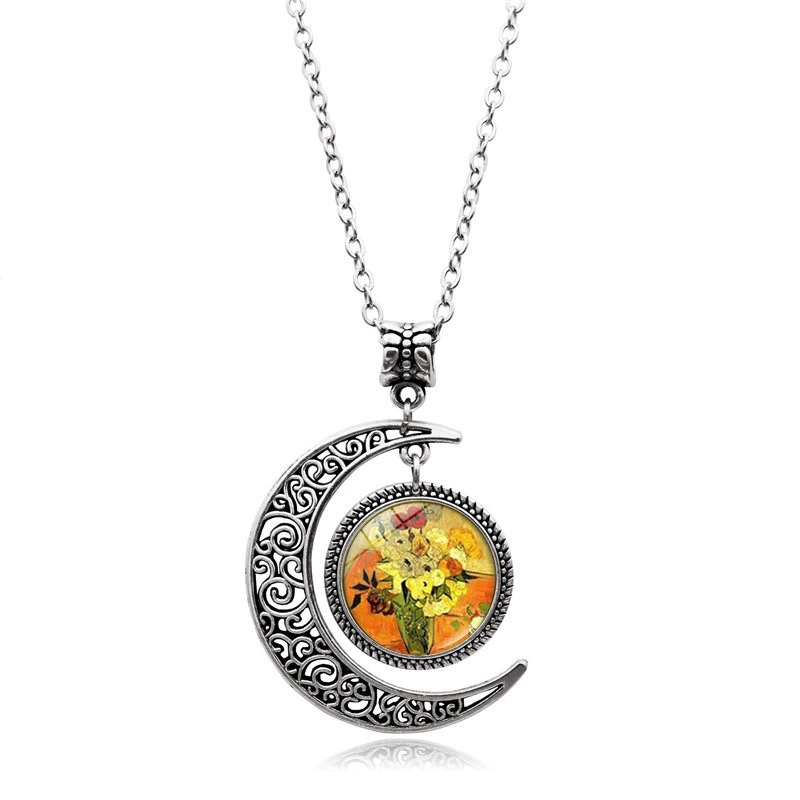 Подвеска, серебряное ожерелье, ретро аксессуар, свитер, with gem, европейский стиль