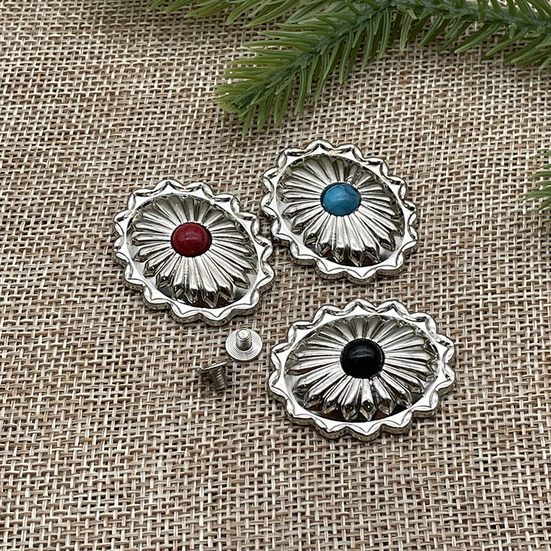 厂家批发DIY皮艺皮雕硬币装饰扣28*35mm椭圆形仿松石钱包财布扣