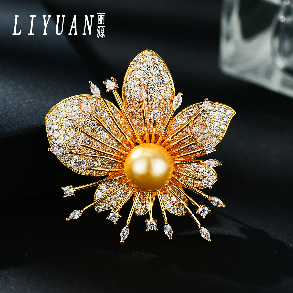 New Orchid Elegant, High-End Classic Pearl Brooch Accessories, Copper Zircon Pin, Luxury Coat, Suit and Cheongsam