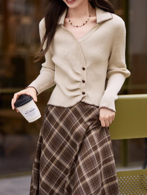 不规则半身裙女2025秋装新款超好看a字格纹大摆裙子R85A098B|undefined