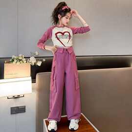 儿童秋季套装2025新款女孩长袖潮服初秋韩系童装女童工装裤两件套