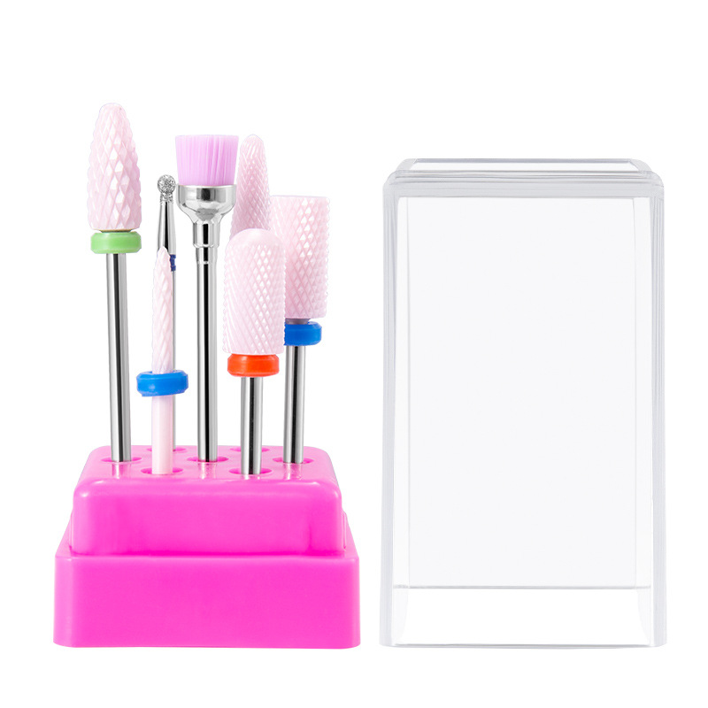 Molienda cabeza uñas tungsteno acero cerámica aleación 7 unidades traje delantero removedor de uñas esmalte de uñas exfoliante Herramientas de limpieza