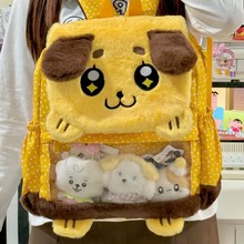 新款可爱卡通ins少女心背包毛绒小狗双肩包轻便通勤背包学生书包