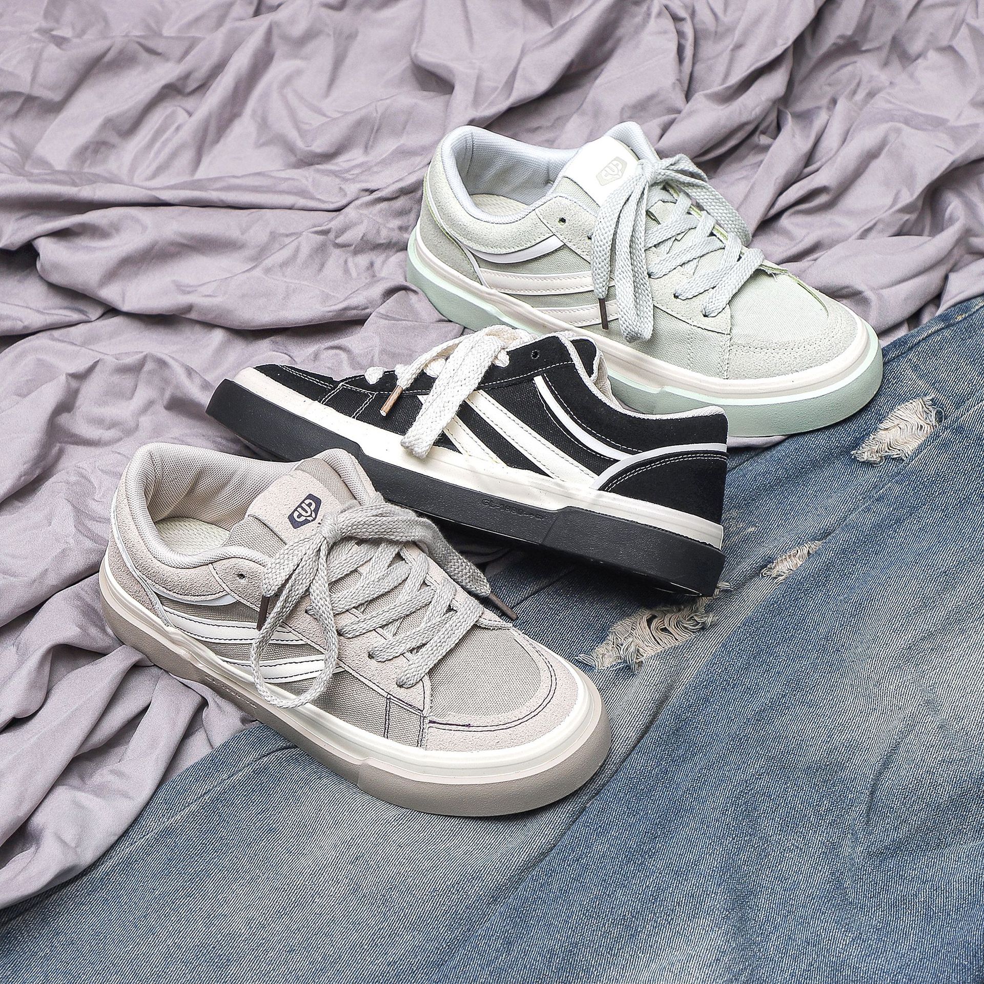 Retro estilo de puerto zapatos de piso grueso para hombres 2025 verano nuevos zapatos de lona estudiantes zapatos casuales de nicho image 1