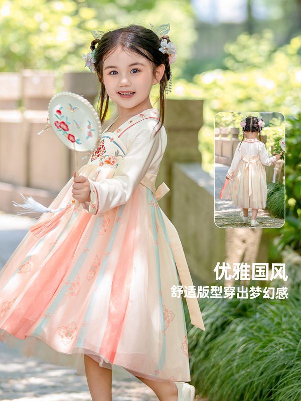【漢服コレクション】ドゥドゥ家 女児馬面裙ツーピース春服 女児用漢服ドレス 子供服|undefined