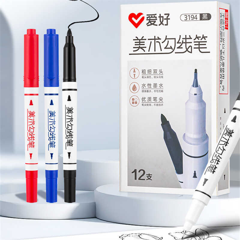 Rotulador, rotulador grande para logística de almacén, rotulador grueso a base de aceite resistente al agua, rotulador pequeño de doble punta para embalaje con línea de gancho.