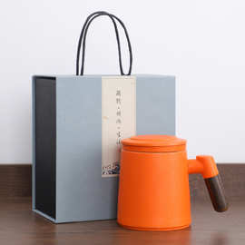 创意茶水分离茶杯带盖高颜值家用办公杯子简约过滤泡茶杯活动礼品