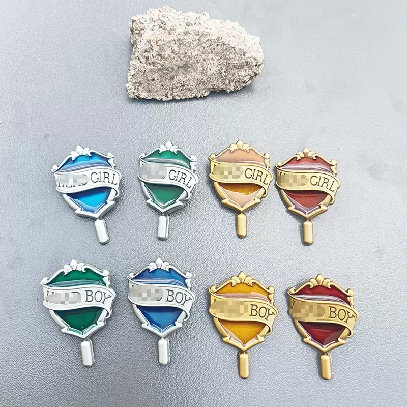 魔法学院波特哈利电影周边金属徽章 卡通闪粉立体胸章级长胸针霍