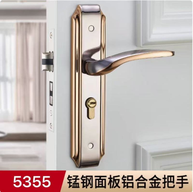 耐奢室内门锁家用静音实木门卧室房门锁钛金色机械门锁通用型锁具|undefined