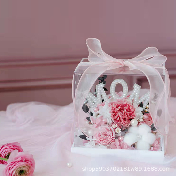 Eterna flor Rosa Clavel regalo de cumpleaños para mamá suministro Comercio exterior acrílico alto sentido regalo del día la madre