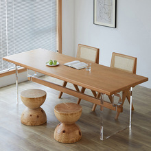 北欧亚克力悬浮餐桌 民宿公寓创意多人饭桌 小户型新款实木餐桌椅