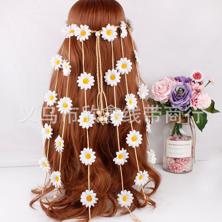 Banda para el cabello tocado guirnalda flor girasol Daisy diadema bohemio Anillo para el cabello Área escénica fabricantes de accesorios para el cabello suministro ahora