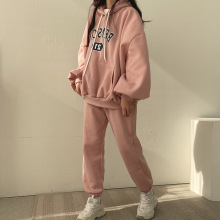 韩国套装女棉长袖长裤女装两件套2021新款春秋冬加大码休闲运动服