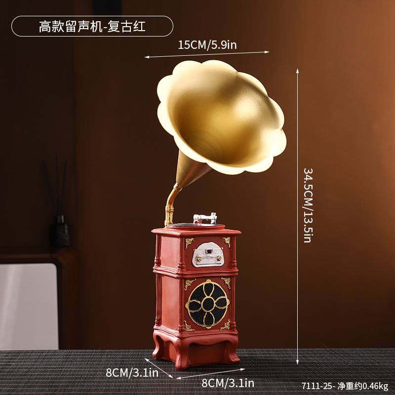 7111-25 tall gramophone-retro red