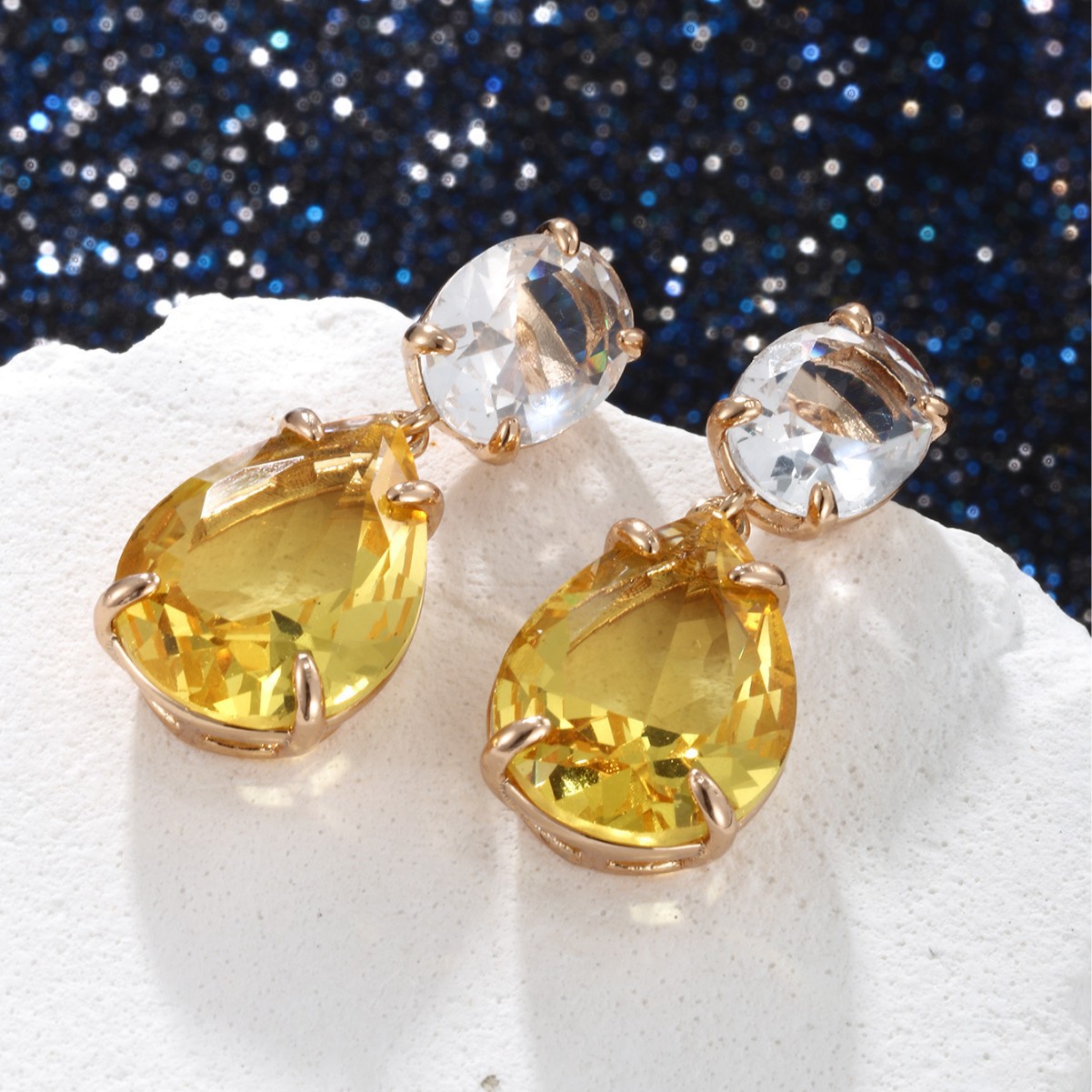 Pendientes de Piedras Preciosas Artificiales de la Serie de Piedras Preciosas Coloridas de Xuping Jewelry, Pendientes de Estilo Retro de Lujo Ligero
