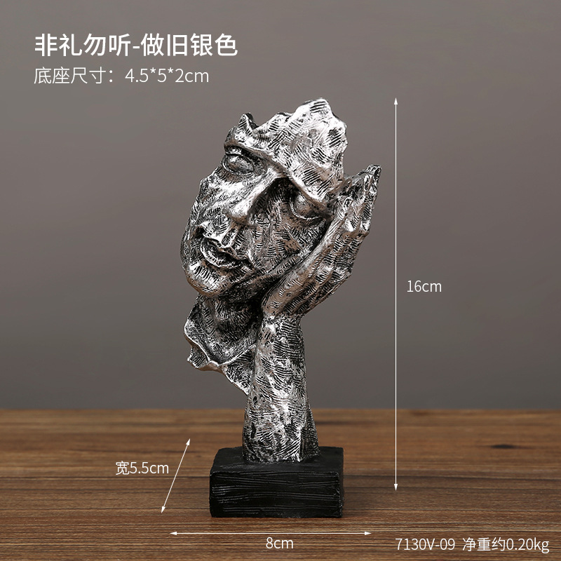 Nordic silence is gold abstract character resin decoration home accessories nail shop model room crafts soft decoration