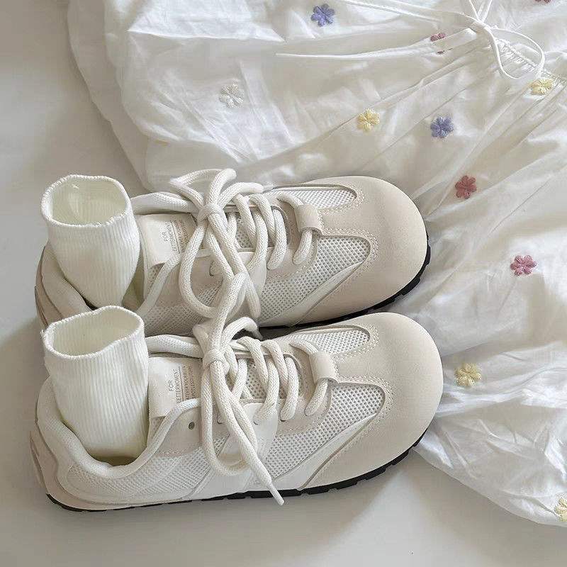夏天薄款网面小白鞋子女2025夏季新款防臭透气女鞋泡芙云朵德训鞋|undefined