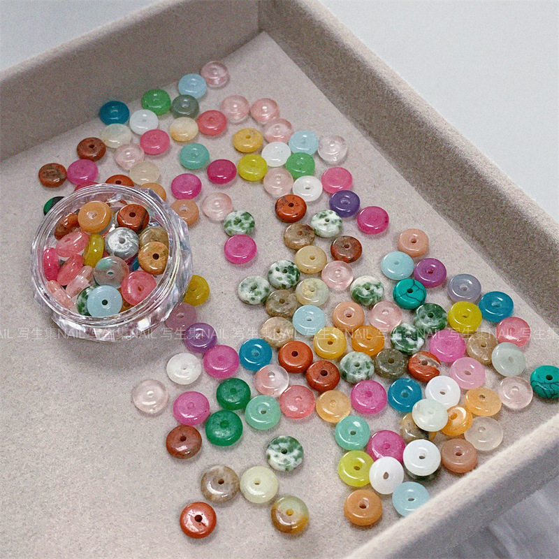 INS Style Color Gem Round Buckle Nail Art Jewelry New Chinese Style Safe Buckle Natural Jade Mix and Match DIY Nail Decoration INS Style Color Gem Round Buckle Nail Art Jewelry New Chinese Style Safe Buckle Natural Jade Mix and Match DIY Nail Decoration
