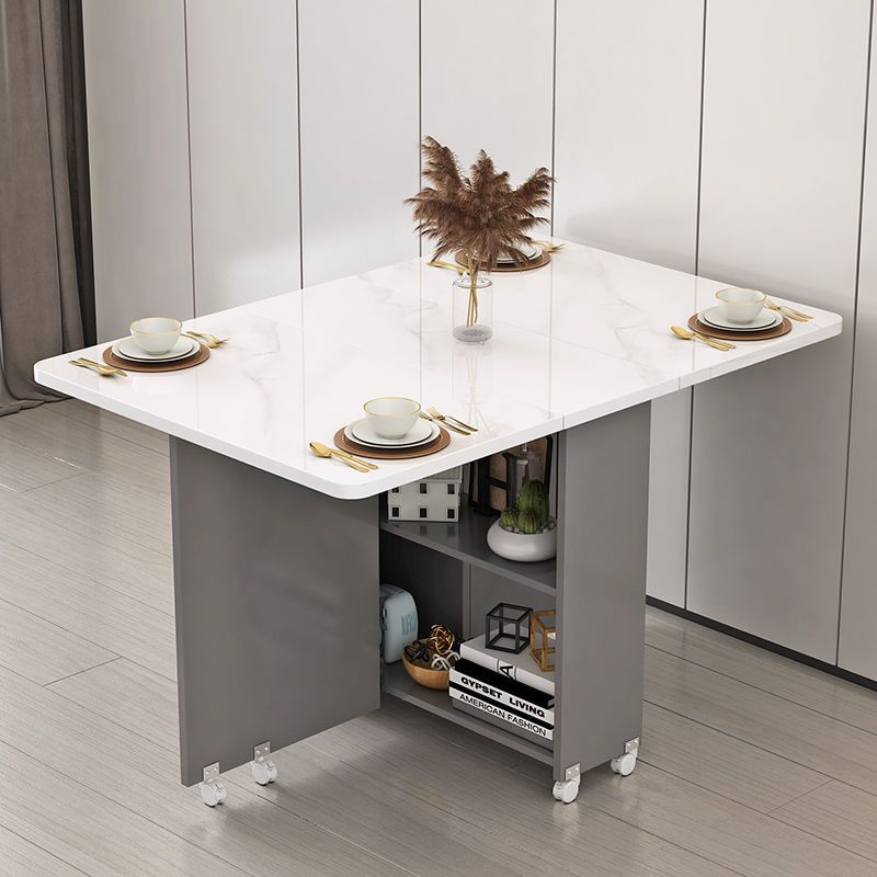 Mesa de comedor de 1.2 metros de longitud de imitación de montaña de nieve blanca + gris búlgara