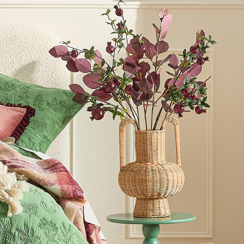 Cestas de flores de vid trenzadas de la parte norte de Europa gran jarrón ornamental sala de estar flor de flores de estrellas secas tejidas a mano maceta de flores decorativas
